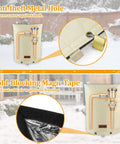 Backflow Preventer Cover 16 By 20 Inches, 5 Layer Beefed Up Heavy Duty Insulation For Winter Freeze Protection To 5 Degrees Fahrenheit, Weatherproof Outdoor Cover For Sprinkler Valves, Well Pumps, Pipes And PVB Beige with close-up of metal hole and magic tape seal