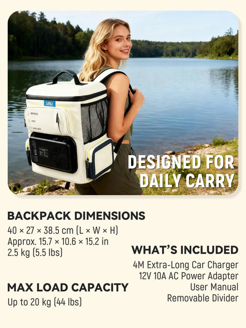 Ultra Light 16Qt Electric Cooler Bag Precision Dual Temp Knobs, lightweight backpack cooler with dimensions 15.7x10.6x15.2 in.