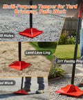 8 By 8 Inch Steel Tamper Tool With 48 Inch Handle, Heavy Duty Back Saver Hand Compactor in use for landscaping and patio work