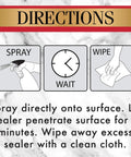 Directions for No Fuss Granite Sealer And Stone Protector Spray That Dries In A Snap for easy application steps.