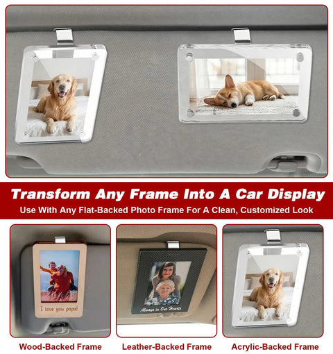 6 Pcs Car Visor Clip Photo Holder With Durable Adhesive Stainless Steel Clips for Custom Pictures in Car Home or Office Decor