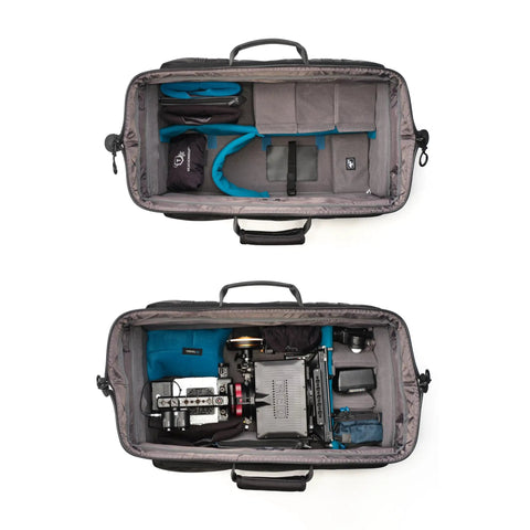 Cineluxe V2 Backpack 24 For Pro Cinema Gear Fits Large Camcorders And Cinema Cameras Up To 20 Inches, Fast Doctor Bag Opening, interior layout with compartments and accessories