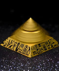 Three Layer Rotating Pyramid Fidget Toy For Stress Relief Desk Meditation Accessory Brass Office Decor Boss Gift Father's Day Christmas Gift Luxury Executive Desk Accessory Premium Spin Toy Boss Mode made of brass spinning on a glittering surface.