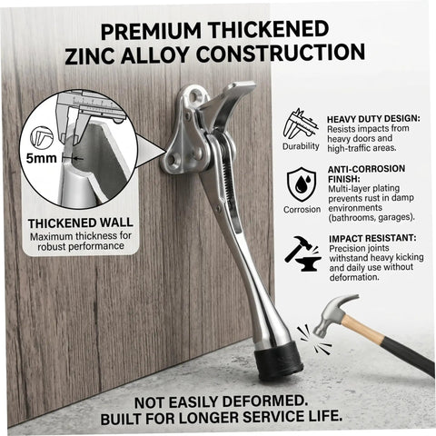 Premium zinc alloy Heavy Duty Kick Down Door Stop Hands Free Door Stopper For Home Office Hotel And School Guarding Kids And Pets