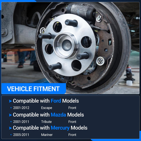 Front Wheel Bearing And Hub Assembly For Ford Escape 2001-2012, Mazda Tribute 2001-2011, Mercury Mariner 2005-2011 installed