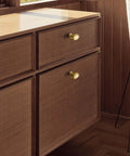 Oval Fluted Zinc Alloy Cabinet Knobs In Champagne Bronze, Vintage Dresser Handles For Kitchen And Bathroom Cabinets, installed on wooden furniture
