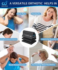 Collage of people using neck and shoulder relaxer for pain relief and cervical traction, improving neck posture and flexibility.