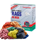 Recycled Color Knit Cleaning Rags Bulk Pack For DIYers And Home Pros, Ultra Absorbent Cotton T Shirt Rags For Mechanics And Painters, 25 Lb Box