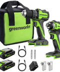 Cordless Brushless Drill And Impact Driver Combo With 400 Inch Pounds And 1950 Inch Pounds Torque 24V Lightweight Workhorse set