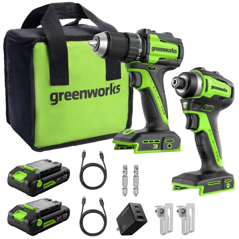 Cordless Brushless Drill And Impact Driver Combo With 400 Inch Pounds And 1950 Inch Pounds Torque 24V Lightweight Workhorse set