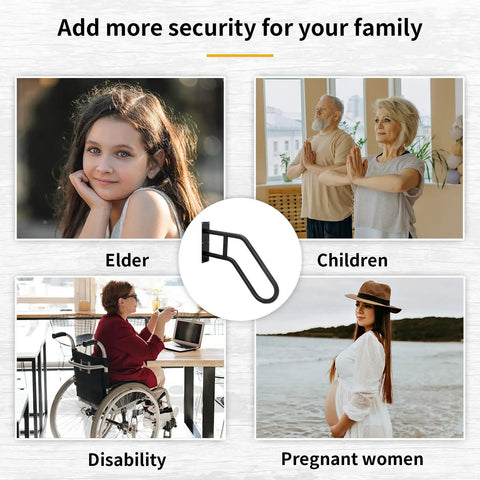 Image showing diverse individuals representing use of Stainless Steel Wall Mounted Handrail for Indoor Stairs, safe support.