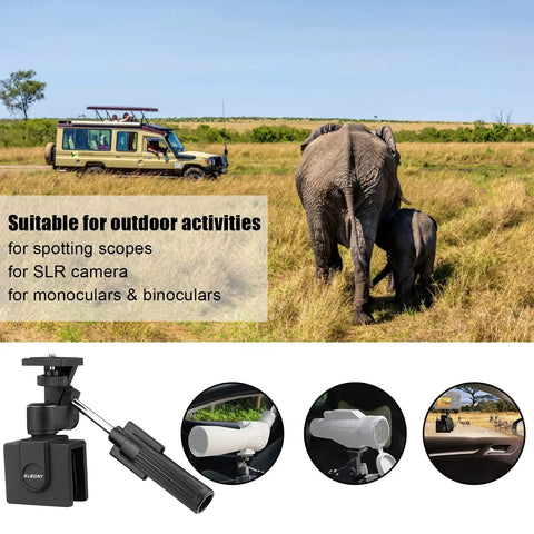 Car Window Mount Clamp for Spotting Scope Monocular Binocular Telescope and SLR Camera with Mounting Thread in safari use