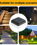 Weather Proof Fence Post Solar Lights For Backyard And Driveway Lines positioned in multiple outdoor scenes for ambiance.