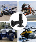 2 Pcs Universal Seven Eighths Inch Motorcycle Grips Soft Rubber Hand Grips for ATV Dirt Bike Polaris showing various vehicles