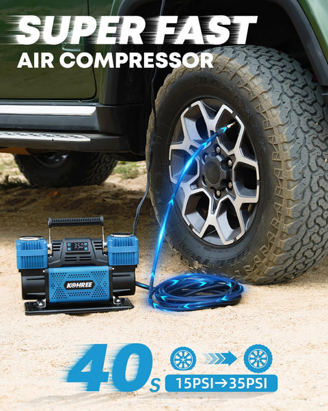 12V Dual Cylinder Air Compressor With Digital Display Panel and Auto Stop Inflation for offroad tire inflation