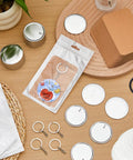 DIY Button Maker Kit For 100 Sets 58mm 2 And A Quarter Inch Includes Metal Shells Plastic Films Backing Parts Bags Cards And Keychains