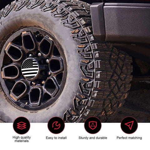Four Piece Usa Flag Wheel Center Cap Covers Fresh Ride Upgrade Rim Hub Caps Three Point Two Seven Inches 83Mm on truck wheel.