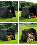 All Weather Outdoor Storage Shed Tent With Waterproof Cover Windproof Portable Carport Garage Shelter for motorcycle, lawn mower, tools, firewood.