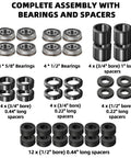 Two Pack 13x5.00-6 Flat Free Tire And Wheel Assembly For Front Mower Wheel With A Three Inch Centered Hub And Three Quarter Inch Bearing Compatible With Riding Mowers And Garden Tractors Replacement Front Wheel, bearings and spacers set