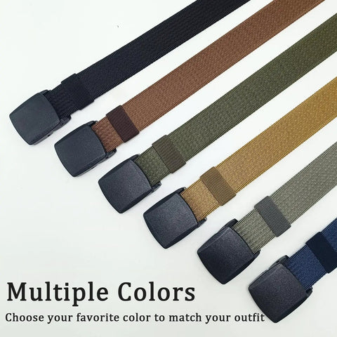 Two Pack Nickel Free Nylon Web Belts With YKK Buckles Non Metal Military Tactical Hiking Belt For Travel And Everyday Use, Lightweight Passes Through Metal Detectors, Black And Coffee, Fits Waist Up To 42 Inches