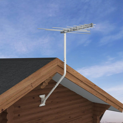 Adjustable Steel Mounting Pole With J Mount For Attic Roof Or Wall Weatherproof Mast Pole Kit supporting antenna on roof