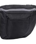 25L Bike Rack Bag For Rear Carrier Double Pannier Trunk Storage With Side Pockets, black fabric, rear view with pocket visible