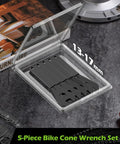 Five Piece Bike Cone Wrench Set 13, 14, 15, 16, 17 Mm Slim Open End Spanners displayed in a transparent box
