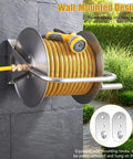 Heavy Duty Wall Mounted Hose Reel With Dual Wheel Smooth Winding And Ergonomic Crank, 6.5 Foot Leader Pipe, Silver Finish