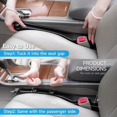 Car Seat Gap Filler Set Of 2 With Soft Foam, 3in1 Gap Stopper And Organizing Hook, Universal Fit For Car, SUV, And Truck, No More Drops In The Gap, Keep Console Tidy And Handy