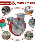 Heavy Duty Eight Inch Kingpinless Casters With Durable Polyurethane Wheels And Precision Rollers, designed for platform trucks.