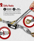 Close-up of 2 Ton Come Along Winch With 12 Ft Steel Cable And Dual Gear System, featuring safety hooks and corrosion-resistant design for secure towing.