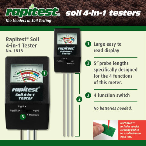 4 In 1 Soil PH Moisture Fertility And Light Tester For Gardens And Lawns With Stainless Probes No Batteries Required A Nifty Soil Meter Displayed