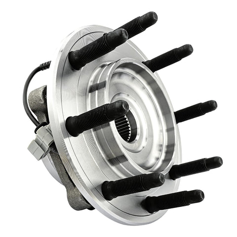 Two Pack Front Wheel Bearing And Hub Assembly For Chevy Silverado 2500 3500 HD Suburban 2500 GMC Sierra 2500 3500 HD Yukon XL 2500 Hummer H2 8 Lug With ABS Beefed Up Heavy Duty Truck Parts, close-up view.