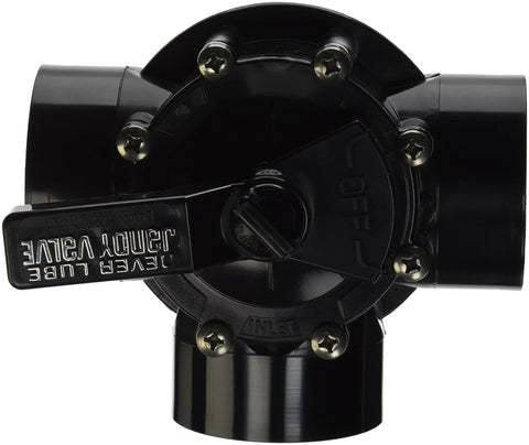 Built Damn Tough Three Port Pool Valve Featuring No Sweat Neverlube Tech with lever, crafted from heavy-duty CPVC fitting.