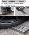 Outdoor Trench Drainage Kit For Pathways Courtyards Lawns And Driveways With Easy Install Grate System And Hidden Channel For Fast Water Removal And Debris Free Flow Ideal French Drain Style Yard Drainage showing strong load-bearing under vehicle.
