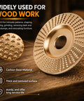 Badass Tungsten Carbide Angle Grinder Wood Carving And Sanding Disc Set Quick Slice Blade Kit for four inch carving disc with textured surface.