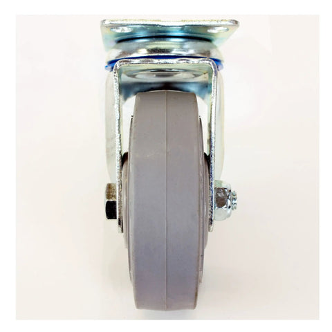 Four Inch Swivel Caster With Non Marking Soft Gray TPR Wheel Ball Bearing Total Lock Brake Heavy Duty Plate For Smooth Operator Glide On Wood Or Tile Flooring Today