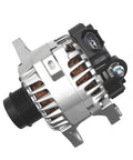 Drop In Alternator Replacement For Hyundai Veloster 1.6L 2015 To 2017 And Kia Soul 1.6L 2013 To 2016 Rio 1.6L 2014 To 2017 Forte5 1.6L 2014 To 2016 Forte Koup 1.6L 2014 To 2016 373002B760 37300-2B760 showing front view with pulley and regulator.