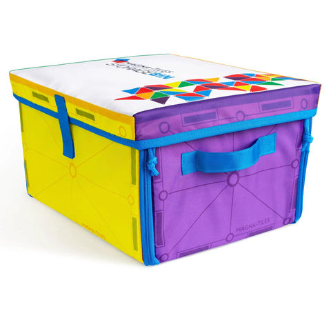 Sturdy Magnetic Building Tile Storage Bin And Roll Up Interactive Play Mat Heavy Canvas Tote For Kids Holds Three Hundred Pieces Snappy Bright Colors Totally Rad Design Rock Solid Gear For Young Builders And Teachers