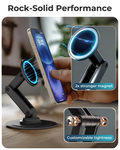 MagSafe Desk Stand For iPhone 17 Pro Max 16 15 14 13 12 With 360 Degree Rotating Head Height Adjustable Magnetic Phone Holder