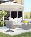Heavy Duty Resin Umbrella Base Stand For Patio Market Parasols, Square Bronze Finish With Decorative Pattern, Easy Setup