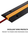 Heavy Duty Rubber Cable Ramp 2 Channel Drive Over Protector for Outdoor Wires and Hoses, high-visibility yellow and black