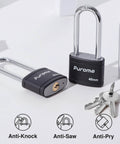 2 Pack Keyed Padlocks With 3 Keys Each 2.5 Inch Locker Locks 40mm Heavy Duty Shackle For Gate Fence Hasp Cabinet Black Vinyl