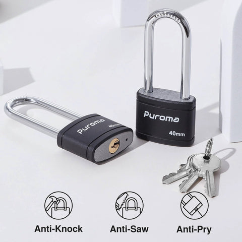 2 Pack Keyed Padlocks With 3 Keys Each 2.5 Inch Locker Locks 40mm Heavy Duty Shackle For Gate Fence Hasp Cabinet Black Vinyl