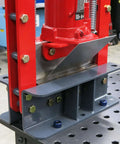 Beefy Benchtop Press Brake Deluxe Kit, 20 Ton Heavy Duty Sheet Metal Bender With 4 Way V Die on perforated metal table