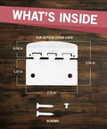 Flip Action Door Lock Set Six Pack Reversible Privacy Locks With Anti Lockout Screw for Child Proofing, size shown.