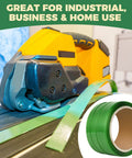 Heavy Duty Pallet Strapping Roll For Packaging And Banding In Green Polyester PET Industrial Grade Workhorse Coil 500 Ft Length