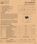Beefy Logic Level MOSFET IRLZ44NPBF Pack Of 5 With 0.022 Ohm RDSon, 47A, 55V, TO-220, ESD Safe Packaging, Gate-Source Threshold 1.0V To 2.0V For Power Switching Projects datasheet