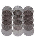 20 Pack Of 2 Inch Mesh Sanding Discs Hook And Loop With Dust Free sharp grinding arranged in a row for woodworking.