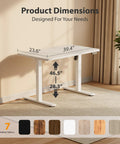 Cubiker 40X24 Electric Standing Desk Adjustable Sit Stand Home Office Table showing dimensions 39.4" x 23.6" with height range defined.